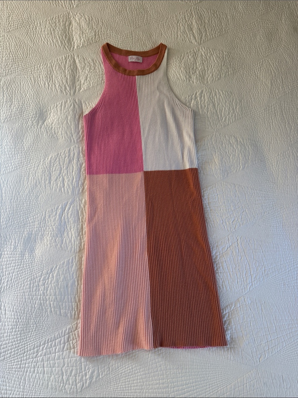 Pink Lily Colorblock Ribbed Tank Dress - like new